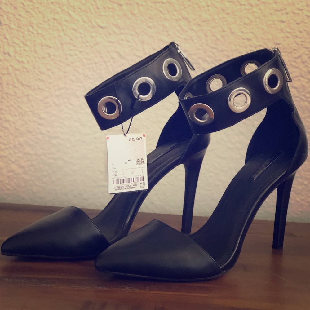 Zara High Heels Studded Ankle Strap Size 8